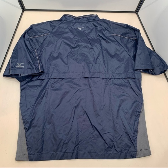 Mizuno Windbreaker Adult Small Navy Blue 1/4 Zip Vented Short Sleeve Men - Picture 5 of 7